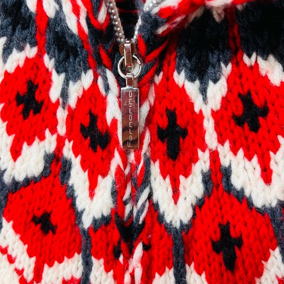 Women's vintage Cream and Red Patterned Cardigan - Picture 7 of 8